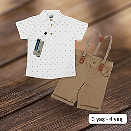 Düğmeli Askılı Gömlekli Şortlu Takım