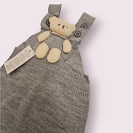 Ayıcıklı Triko Salopet Gri