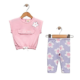 İt's Okay Baskılı Çiçekli Taytlı Yazlık İkili Takım