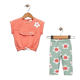 İt's Okay Baskılı Çiçekli Taytlı Yazlık İkili Takım