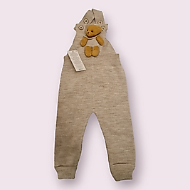 Ayıcıklı Triko Salopet Taş Rengi