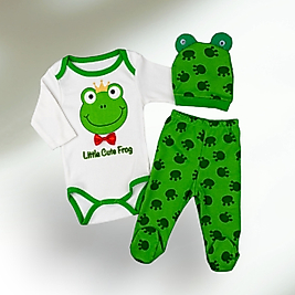 Kurbağa Prens Baskılı Zıbın Seti