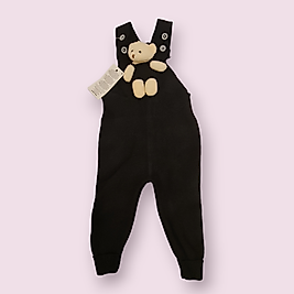 Ayıcıklı Triko Salopet Siyah