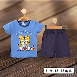 Aslan Baskılı Yazlık Şortlu İkili Takım